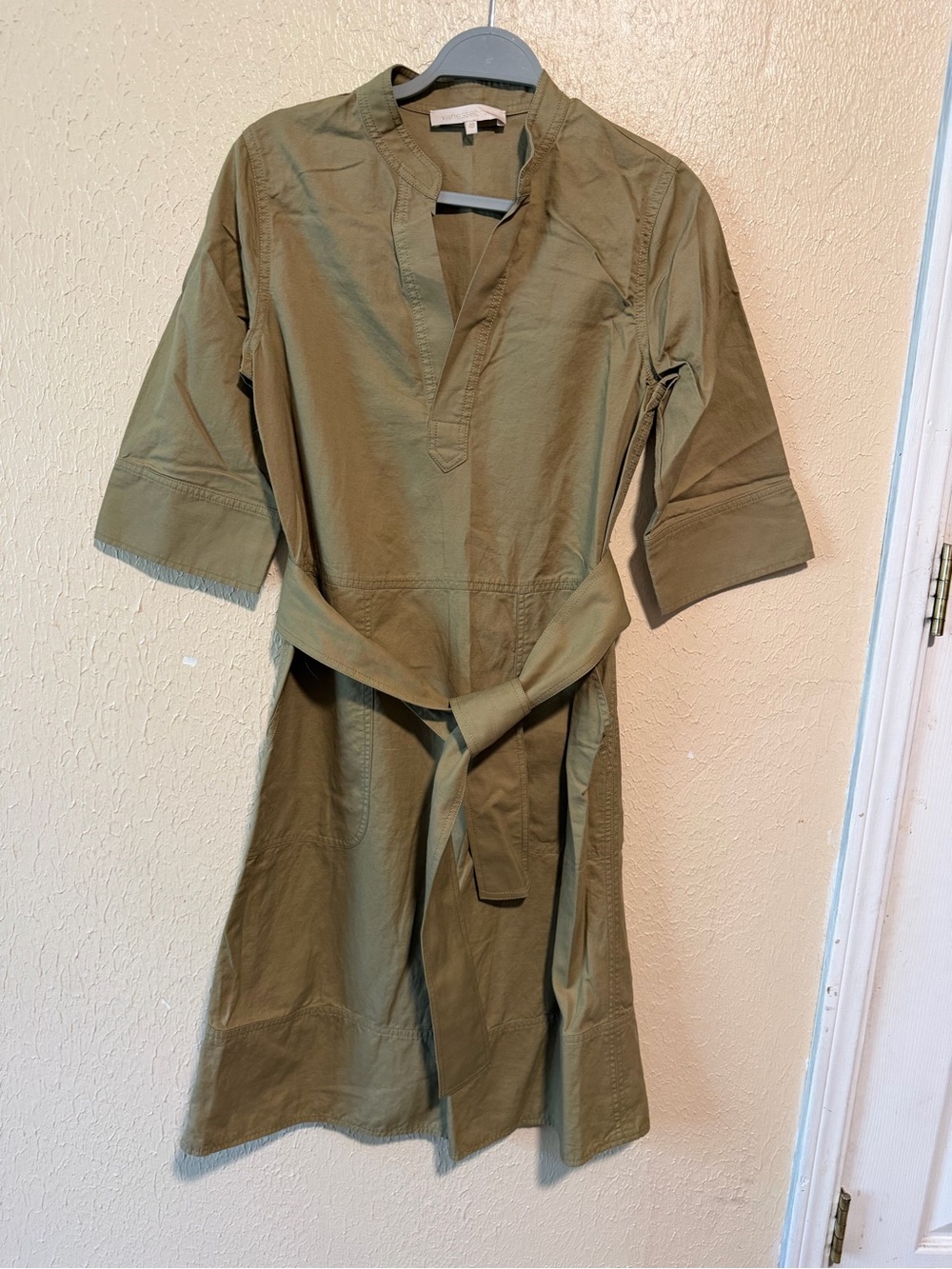 Vanessa Bruno Quarter Sleeves Belted Tunic Dress Linen Cotton Size 40 (8)